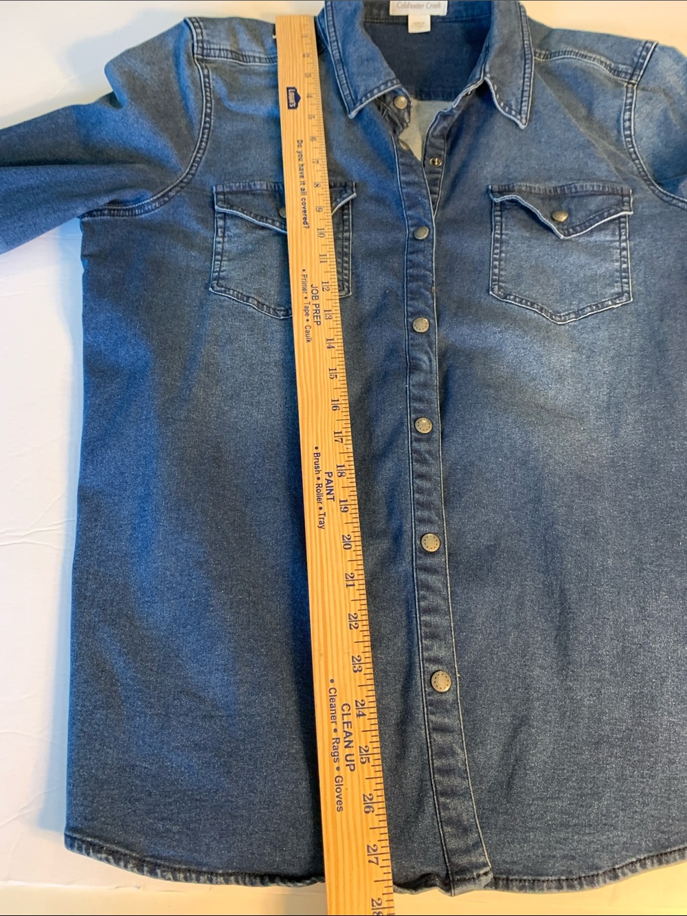 Women Coldwater Creek Indigo Denim Snap-Down Shirt - Casual Chest-Pocket Style - Picture 8 of 8